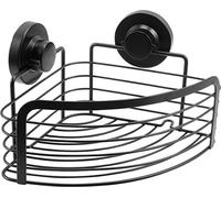 Cornat Panier d'angle 3 en 1 - Panier Extra Haut - pour Montage d'angle - 3 Options de Fixation différentes avec Ventouse, Patin adhésif et perçage - Noir/Étagère de Douche/Étagère de Douche /