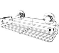 Cornat Panier de douche 3 en 1 - Panier extra long et plat - Pour montage mural - 3 options de fixation différentes avec ventouse, tampon adhésif et perçage - Chromé/Étagère de douche/Étagère de