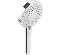Cornat Pommeau de douche "Simply" - Diamètre de la tête : 115 mm - Gris/chromé - 3 types de jet : normal, impulsion et combinaison - Bouton anti-calcaire et économie d'eau - Pommeau de douche Eco pour