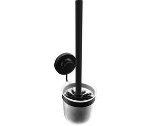 Cornat Porte-Brosse WC 3 en 1 - avec Brosse WC - 3 Options de Fixation différentes avec Ventouse, Patin adhésif et perçage - Noir - Accessoire WC - T3402671