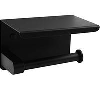 Cornat Porte-Papier Toilette - avec étagère 143 x 100 x 95 mm - 2 Options de Fixation différentes avec Tampon adhésif et perçage - Noir Mat - en Acier - Porte-Papier Toilette - T364205