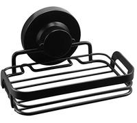 Cornat Porte-Savon 3 en 1 - Panier grillagé Stable - 3 Options de Fixation différentes avec Ventouse, Tampon adhésif et perçage - Noir/Porte-Savon/Étagère de Douche avec Porte-Savon / T3402761 /