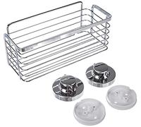 Cornat T340272 Douche 3 en 1 - Panier Extra Large et Haut - pour Montage Mural - 3 Options de Fixation différentes avec Ventouse, Tampon adhésif et perçage, Chrome (Brillant)