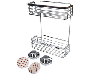 Cornat T340275 Panier de douche 3 en 1 - Deux paniers extra hauts - Pour montage mural - 3 options de fixation différentes avec ventouse, tampon adhésif et perçage - Chromé