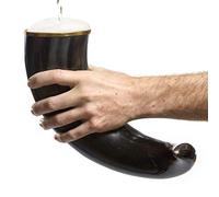 Corne à boire de Viking Ale Horn en corne naturelle, fabriquée à la main avec socle, Polished Horn, 20"