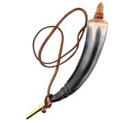 Corne à Poudre avec Robinet d'arrêt de en Laiton et Bracelet en Cuir - Reconstitution