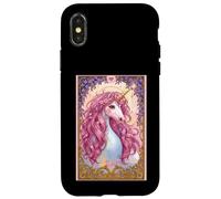 Corne Licorne avec crinière Rose Cheval Hobby Cheval Coque pour iPhone X/XS