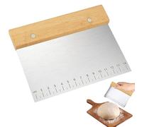 Corne Patisserie, Coupe Pate Avec Échelle, Racloirs à Pâte Coupe Pâte de Boulanger en Acier Inoxydable,Grattoir à Pâte Avec Poignées en Bois, Grattoir à Pâte pour Pain, Pâtisserie,Crêpes, Pizza