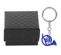 Corne Porte-clés, Mini Corne française Sac Pendentif breloque Dos Voiture haîne décoration Suspendu Bleu Belle Bague Instrument de Musique Artisanat Ornements Anneau Charme