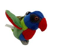 Cornelißen Lot de 2 Porte-clés en Peluche Lori, Oiseau Vert de 12 cm, Cadeau pour Enfants
