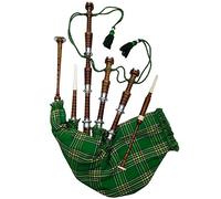 Cornemuse écossaise en palissandre couleur naturelle avec montures argentées unies, livre de méthode gratuit, sac de transport, bourdon, anches (marron, national irlandais)