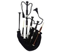 Cornemuse écossaise en palissandre, monture argentée, finition noire, avec accessoires Full Size 40 x 20 Black, Black Velvet