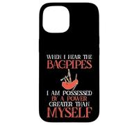 Cornemuse Humour Possédée par Great Power Cornemuse Coque pour iPhone 15