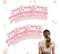 CORNER LACE 12PCS Groovy Themed Elastic Hair Cravats/Bands Rose Orange, Bridal Shower Wedding Bachelorette Anniversary Party Bridesmaid Proposition Cadeaux, Merci de célébrer avec nous Cartes
