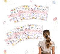 CORNER LACE 12PCS Wild Flower thème élastique Hair Band/Strap rose, douche nuptiale mariage Bachelor anniversaire demoiselle d'honneur demande en mariage cadeau, merci de célébrer la carte avec nous