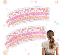 CORNER LACE 24pcs Groovy élastique Hair Strap/Strap Pink orange, douche nuptiale Bachelor cadeau d'anniversaire demoiselle d'honneur demande en mariage cadeau, merci de célébrer la carte avec nous