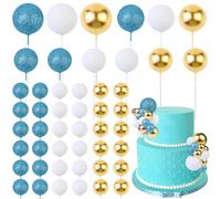 CORNER LACE 52 décorations de gâteau sphérique - Vert turquoise bleu blanc or dessert sphérique gâteau Cupcake topper, fête d'anniversaire baby shower sexe révéler les fournitures de gâteau
