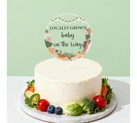 CORNER LACE Décoration de gâteau « Baby on The Way » cultivé localement - Décoration en acrylique pour révéler le sexe du marché fermier, fruits de la ferme, légumes, fête prénatale, fête prénatale