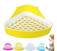 Corner Litter Box, Premium Corner Rabbit Litter Tray - Space-Saving Small Animal Toilet Box with Removable Grid for Guinea Pig, Bunny,Ferret and Rat -Easy Clean Pet Potty for Rabbit Cage (Yellow)