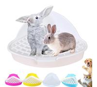 Corner Litter Box, Premium Corner Rabbit Litter Tray - Space-Saving Small Animal Toilet Box with Removable Grid for Guinea Pig, Bunny,Ferret and Rat -Easy Clean Pet Potty for Rabbit Cage (White)