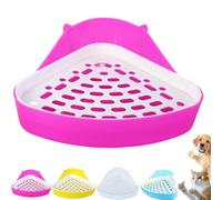 Corner Litter Box, Premium Corner Rabbit Litter Tray - Space-Saving Small Animal Toilet Box with Removable Grid for Guinea Pig, Bunny,Ferret and Rat -Easy Clean Pet Potty for Rabbit Cage (Pink)