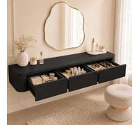Corner Makeup Vanity, Floating Dressing Table, Wall Mounted Vanity Desk | Centered Mounting Adapts To Corners, Straight Walls And Varied Room Layouts.(Black,63.0"/160cm)