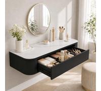 Corner Makeup Vanity, Floating Dressing Table, Wall Mounted Vanity Desk | Centered Mounting Adapts To Corners, Straight Walls And Varied Room Layouts.(M-Black,31.5"/80cm)