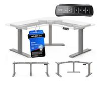 Corner - Piètement de bureau d’angle électrique 58-123 cm, gris | Ouverture modulable, protection anti-collision, 3 mémoires, moteurs < 50 dB, 150 kg, garantie 10 ans