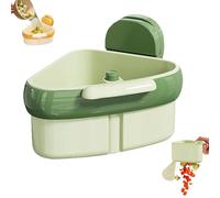 Corner Sink Strainer, Corner Sink Trash Catcher for Food Waste, Suction Cup Press Automatic Dump Sink Strainer Basket, Easy to Clean Up Kitchen Waste, Small Items for The Kitchen (Green)