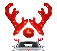 Cornes De Renne pour Voiture - Décorations de Noël Festives avec Cornes Illuminées - Décoration pour Toit de Véhicule SUV ou Fourgon - pour Vitres Centre Commercial Événement Auto