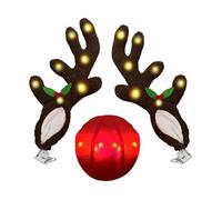 Cornes de rennes de voiture - Renhorn avec lumières pour véhicules,Décoration extérieure de voiture de Noël,Pour camion Véhicule SUV Extérieur Fenêtre Toit W nd