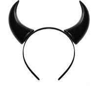 Cornes Noires Serre-Tête Diable I Diadème Taille Unique Plastique Adulte I Halloween Accessoire Déguisement Oreilles I Diablesse Ange Déchu Démon Maléfique I Fête à Thème Carnaval Cosplay