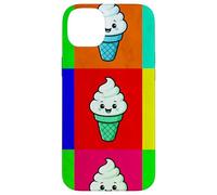 Cornet de crème glacée coloré pour Dessert Kawaii Arc-en-Ciel Gelato Coque pour iPhone 14 Plus