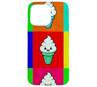 Cornet de crème glacée coloré pour Dessert Kawaii Arc-en-Ciel Gelato Coque pour iPhone 15 Pro Max