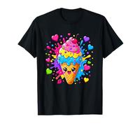 Cornet de Glace Mignon avec cœurs colorés T-Shirt