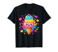 Cornet de Glace Mignon Kawaii cœurs Arc-en-Ciel Happy T-Shirt
