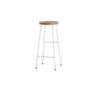 Cornet Tabouret de Bar H75 Blanc Crème/Chêne Huilé