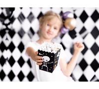 Cornets à pop-corn squelette 7x7x12,5cm 6pcs noir blanc or