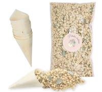 Cornets Confettis de Mariage en Bambou avec confetti de Fleurs Séchées Jasmin Feuille d'Eucalyptus, Lot de 12, Pour Mariage Bohème Champêtre, Petales de fleur a Jeter, Artisanat France (EUCALYPTUS)