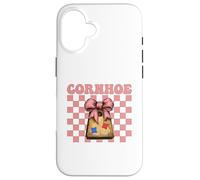 Cornhoe Cornhole Player Pouf Poire avec nœud Coquette Rose Coque pour iPhone 16