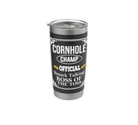 Cornhole Champ Smack Parlant Boss of the Toss Gobelet isotherme en acier inoxydable double paroi