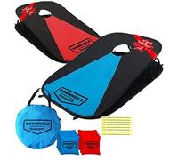 Cornhole Izicarry - Léger & Pliable en Toile 90x60cm - Set Complet avec 2 Boards + 8 Sacs + Housse de Transport - Jeu Extérieur Enfant Adulte pour Jardin, Plage, Voyages - Original Corner