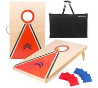 Cornhole Jeu de lancer de poufs - Rangement intégré, poignées de transport pratiques et 8 poufs de qualité supérieure