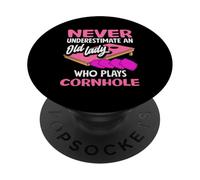 Cornhole Lover ne sous-estime jamais Une Vieille Dame PopSockets PopGrip Adhésif