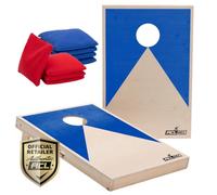 Cornhole Officiel 90x60 - Bleu - Impression UV Directe sur Bois (100%) - 2 Planches + 8 Sacs - Qualité ACL
