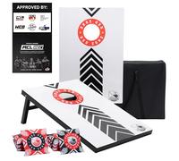 Cornhole Officiel 90x60 - Zone Rouge - 2 Planches - 2x4 Sacs - Housse de Protection - Bois Véritable (Red Zone - MDF)