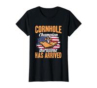 Cornhole Player Cornhole Champion The Talent est arrivé T-Shirt Graphique avec Valeur, Femme, Noir, L