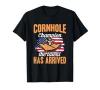 Cornhole Player Cornhole Champion The Talent est arrivé T-Shirt Graphique avec Valeur, Homme, Noir, XL