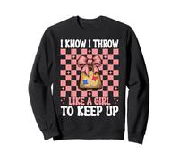 Cornhole Player Pouf Poire avec Inscription « I Know I Throw Like A Girl » Sweatshirt