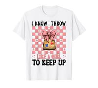 Cornhole Player Pouf Poire avec Inscription « I Know I Throw Like A Girl » T-Shirt